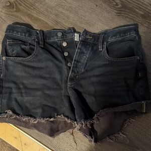 Universal Thread Black Jean Shorts with Frayed Hem